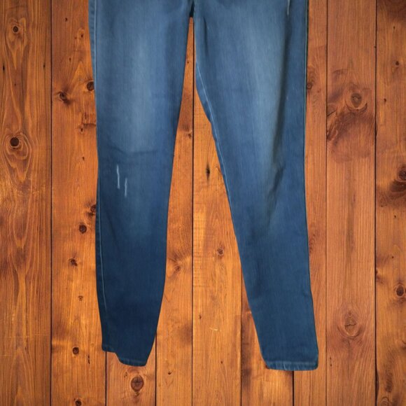 Just USA Women's Size 27 Button Fly Distressed Blue Denim Stretch Skinny Jeans - Picture 3 of 4